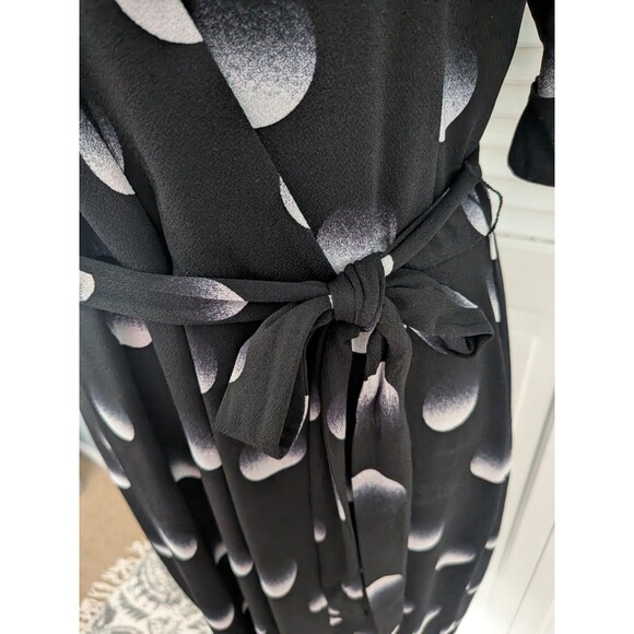 Apt. 9 Dress Women's XL Black White Faux Wrap Stretch Polkadot Casual Corpcore - Picture 4 of 12